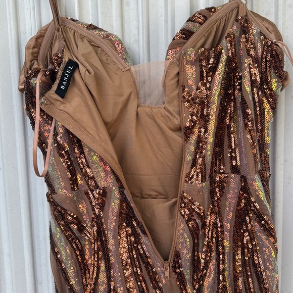 Brown and Gold Sequin Jumpsuit - Picture 6 of 15